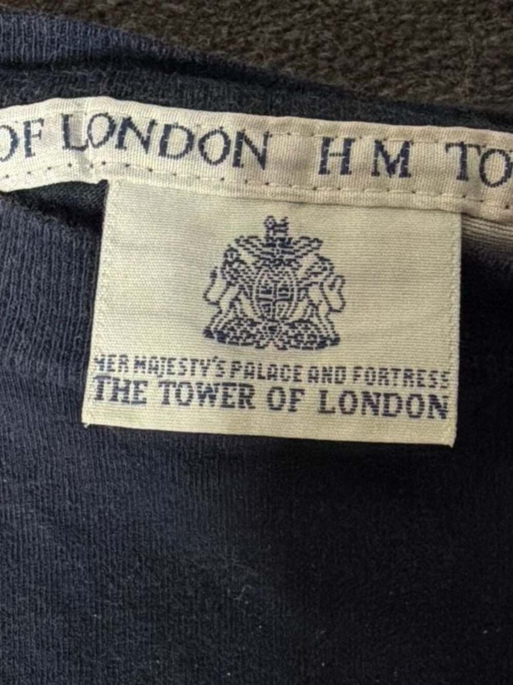 Vintage H.M. Tower Of London Yeoman Warder Embroidered Navy T-Shirt